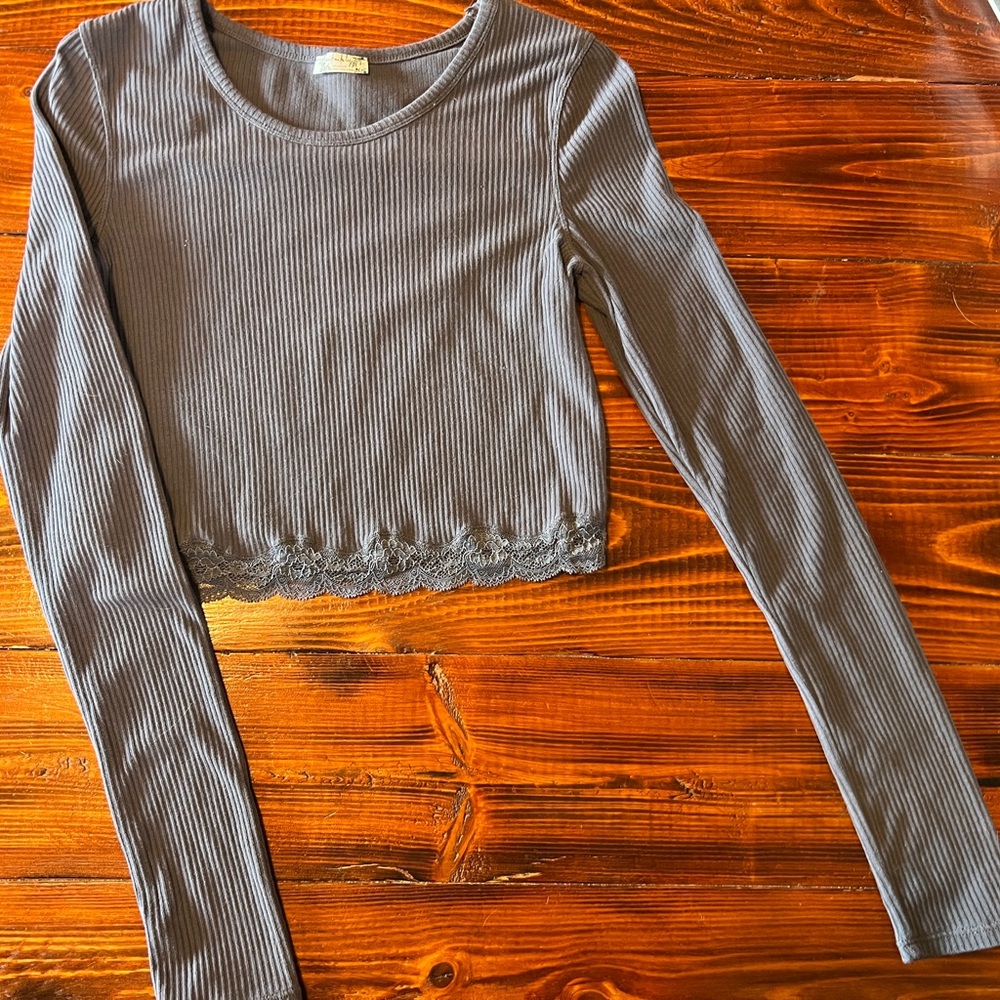 FP Movement by Free People Gray Ribbed Crop Top
